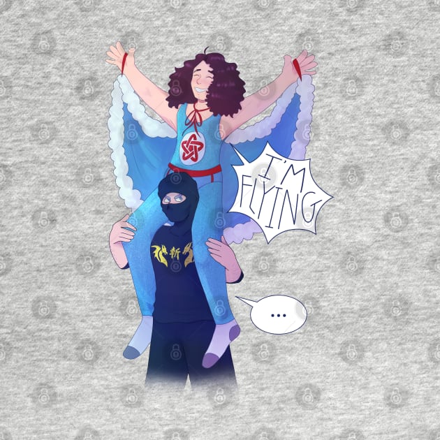 Ninja Sex Party Danny Sexbang on Ninja Brian's Shoulders by celestialuka